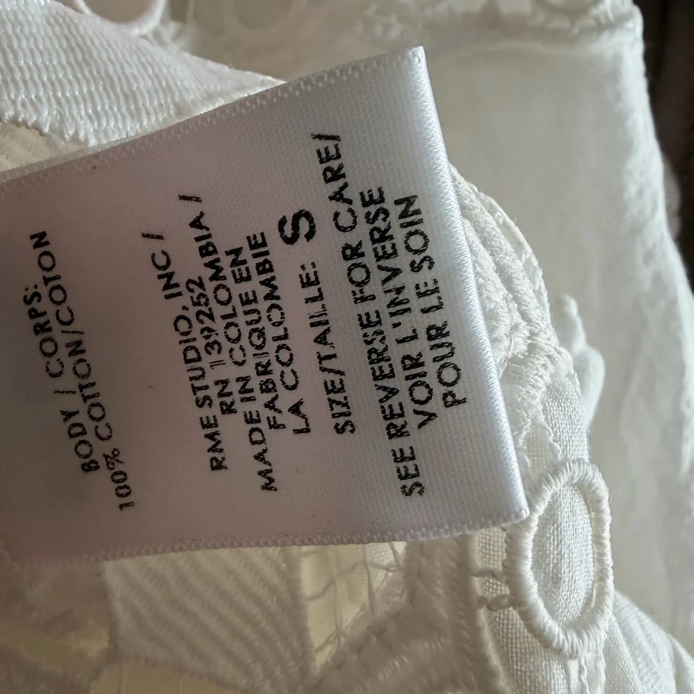 Peixoto Ora White Embroidered Mini Dress- Small - Picture 9 of 9